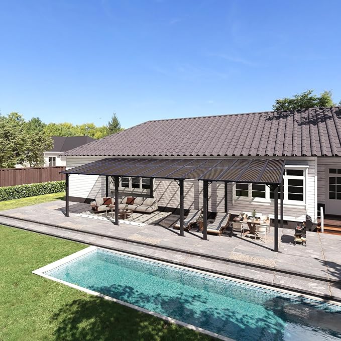 Aoxun 30’x10’ Gazebo with Aluminum Frame & Polycarbonate Panel, Outdoor Patio by Aoxun