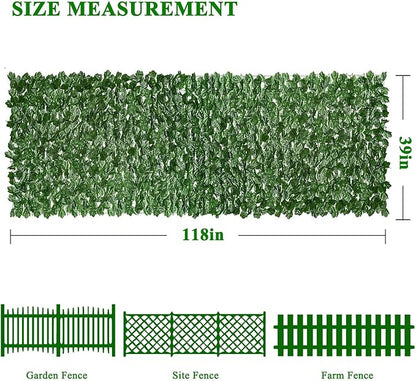 iCover Artificial Ivy Privacy Screen for Fence, 39x118in Strengthened Joint Prevent Leaves Falling Off, Faux Hedge Panels Greenery Vines, Decorative Fences for Outdoor Garden