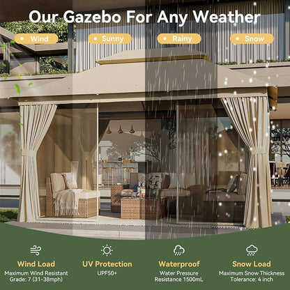 Aoxun 12x10 Gazebo Metal Frame Canopy - Image 4