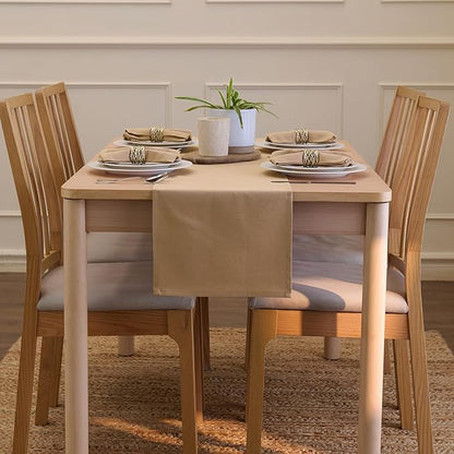 Encasa XO Table Runner 13"x72" Long | Cotton Canvas Fabric | Light Beige Solid Color | Machine Washable & Durable
