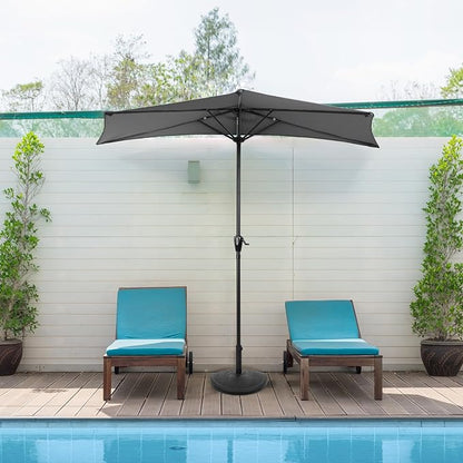 Half Umbrella Outdoor Patio Shade - 9 ft Patio Umbrella - Small Canopy - Image 5