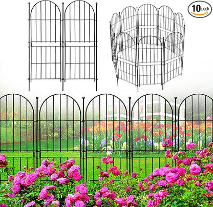 Decorative Garden Fence 31in (H) x10ft (L), 10 Pack No Dig Fence Animal Barrier for Dog, Arched Flower Bed Edging, Wire Border Panel Fencing for Yard Patio Outdoor Decor