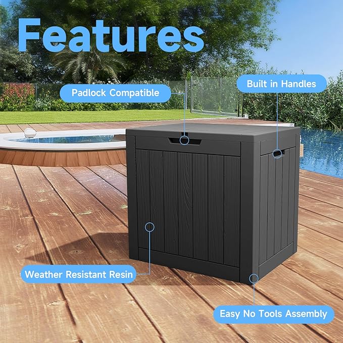 36 Gallon Outdoor Storage Box Waterproof Lockable Resin Deck Box | Small - Image 3