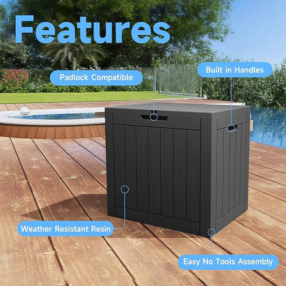 36 Gallon Outdoor Storage Box Waterproof Lockable Resin Deck Box | Small - Image 3