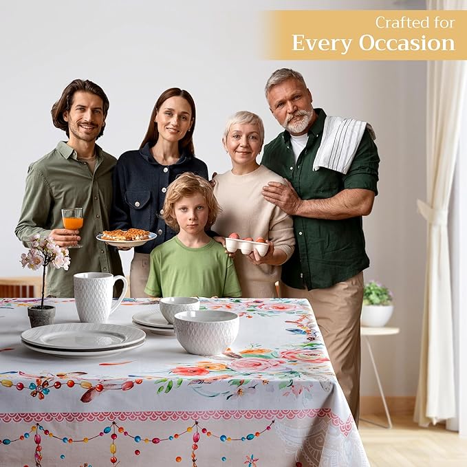 Maison d' Hermine Table Cloth Rectangle Table 100% Cotton 54 x 72 Inches Tablecloth Reusable Decorative for Dining Room, Farmhouse, Home, Party, Festive & Wedding Spring Summer - Ibiza - Beige