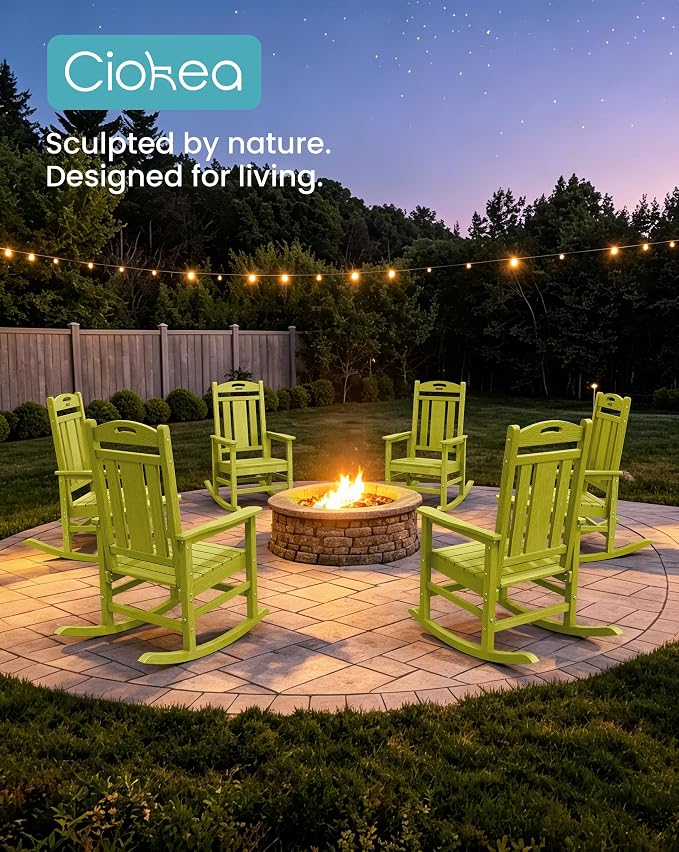 Oversized Outdoor Rocking Chairs Set of 3, 380lbs Heavy-Duty Large Patio Rocker - Image 4