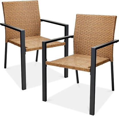 Best Choice Products Set of 2 Stackable Outdoor Wicker Dining Chairs by Unknown
