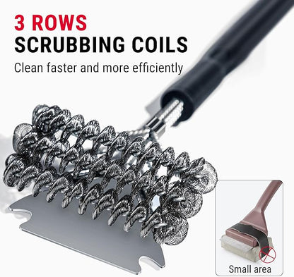 ThermoPro BBQ Grill Brush with Wide Scraper, Bristle-Free Stainless Steel Grilling Cleaner, Safe All-Grate Cleaner Kit, Perfect for BBQ Grill Cleaning Accessory