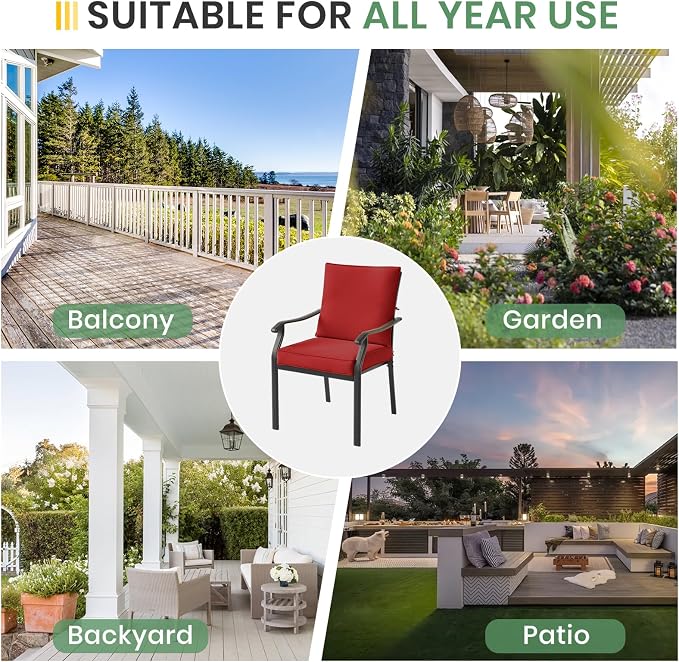 LVUYOYO Outdoor Patio Dining Chairs Set of 2, Metal Stackable Chairs Set - Image 9