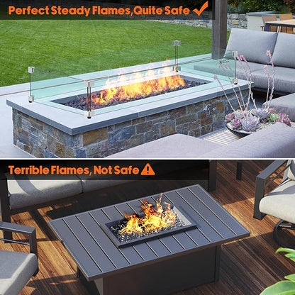 Skyflame 42" X 18" Rectangular Fire Pit Glass Wind Guard Replacement for Outdoor