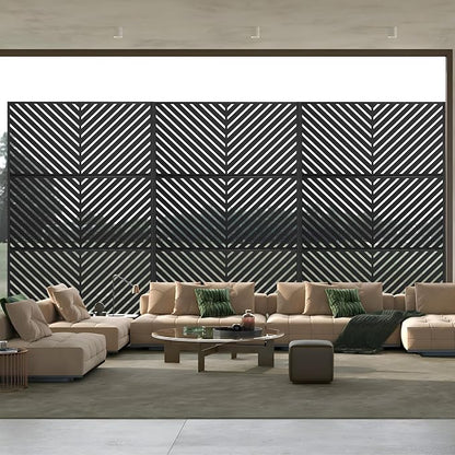 72" H×47" W Metal Privacy Screen, Outdoor Indoor Privacy Screens with Stand Panels, Free Standing Decorative Privacy Screen for Patio