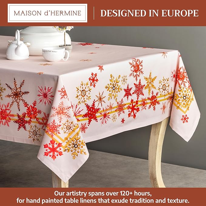 Maison d' Hermine Table Cloth Rectangle Table 100% Cotton 54 x 72 Inches Fall Tablecloth Reusable Everyday Use for Thanksgiving Christmas Decorations Dining Farmhouse Party (Crystal Star)