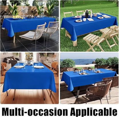 Smiry Rectangle Table Cloth 54x78 Inch, Waterproof Wipeable Vinyl Tablecloths Protector, Oil Spill Proof Plastic Table Cover for Dining, Picnic, Camping, Outdoor, Blue