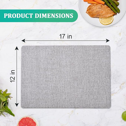 FOCUSLINE Faux Leather Placemats Set of 6, Light Grey Table Place Mats, Waterproof and Non-Slip Dining Table Mats for Indoor & Outdoor Use