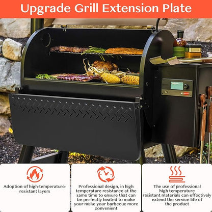 36" Foldable Side Table for Weber Searwood 600/600XL, 70LBS Heavy Duty Steel BBQ Grill Prep Table, Easy Install & Fold Down Storage Grill Accessory
