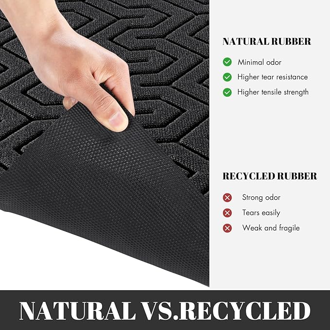Yimobra Extra Large Door Mat Outside Entrance 60x36, Waterproof Heavy Duty Outdoor Mats for Front Door, Non Slip Rubber Entry Mat for Garage Patio Indoor, Easy Clean, Black