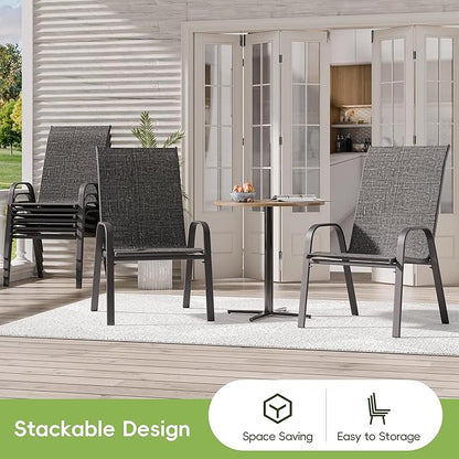 Patio Chairs Set of 6, Stackable Outdoor Dining Chairs - Image 6