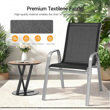 Patio Chairs Set of 2, Stackable Outdoor Dining Chairs | All Weather Dining Set - Image 5