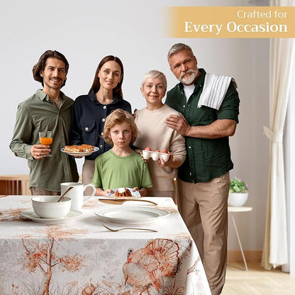 Maison d' Hermine Table Cloth Rectangle Table 100% Cotton 70 x 90 Inches Fall Tablecloth Reusable Everyday Use for Thanksgiving Christmas Decorations Dining Farmhouse Party (Giving Thanks)