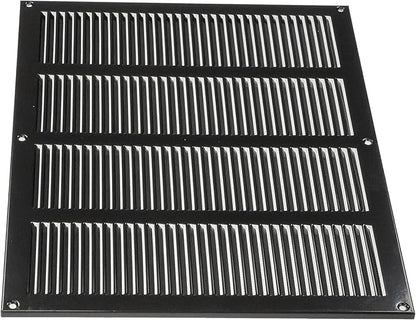 Repa Market Air Vent Cover 16x12 Inch (Outer Dimensions) Black Galvanized Steel Louvered Grill Cover with Mesh Screen/Wall or Ceiling Vent/HVAC Register for Indoor and Outdoor Ventilation
