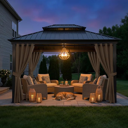 Outdoor Curtains Waterproof Panel W52 x L95 Inch Mocha, 1 Panel | Grommet Top - Image 7