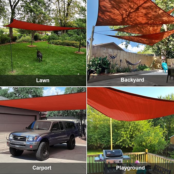 Sun Shade Sail 10' x 10' x 10' Terra Red Triangle Shade Cover | Outdoor sun - Image 8