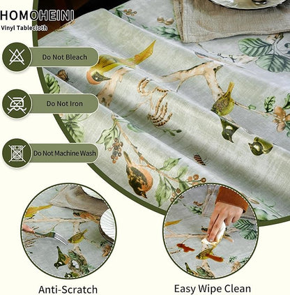 Rectangle Picnic Table Cloth, Elastic Waterproof Fitted Vinyl Tablecloths for 6 Foot Tables, Wipeable Flannel Backed Table Covers for Dining, Camping, Outdoor(Magpie,30"x72")