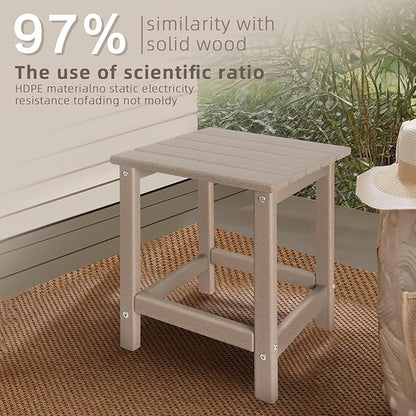 Outdoor Side Tables Adirondack, HDPE Small Table for Patio,Outside End Table for Porch, Deck, Pool, Weather Resistant/Easy Maintenance