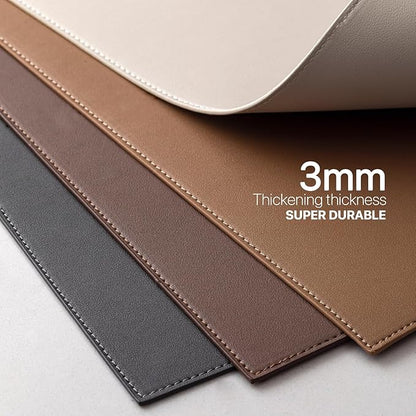 Faux Leather Placemats Set of 12 Vinyl Washable Wipeable Table Mats for Kitchen Dining Table Heat Resistant Waterproof Indoor/Outdoor Placemats Non-Slip Easy Clean Place Mats-Almond Birch