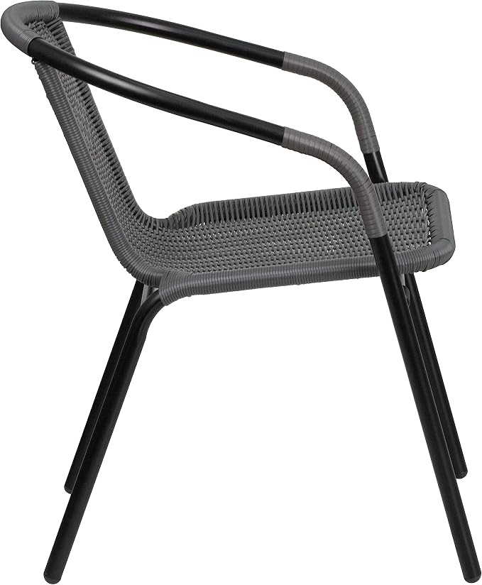 Flash Furniture Lila Modern Rattan Indoor/Outdoor Stackable Dining Chairs - Image 8