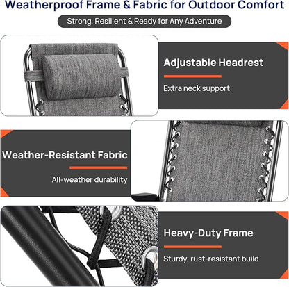 Oversized Zero Gravity Chair, Portable Outdoor Patio Lounge Recliner, Cup Holder - Image 6