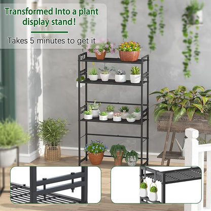 3-Tier Stair Style Metal Plant Stand, Stackable Plant Shelf | 3-tier stair style - Image 4