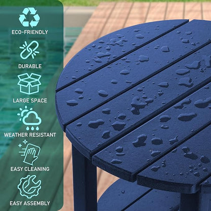 FUNBERRY Outdoor Adirondack Side Table Set of 2, 2-Tier Patio End Tables, HDPE All Weather for Outside