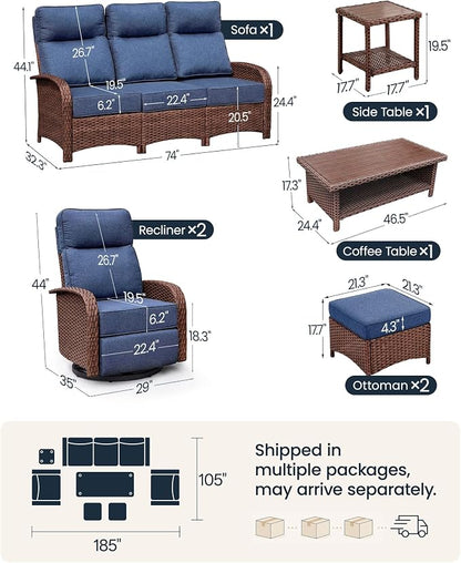 Resort-Grade Recliners Patio Furniture, 6.2" Ultra Thick Cushions | Heavy Duty - Image 2