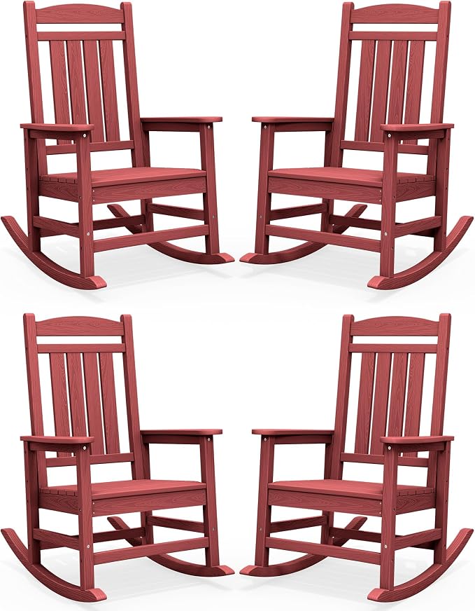 SERWALL Outdoor Rocking Chair Set of 4, Oversized Patio Rocking Chair, Porch by SERWALL