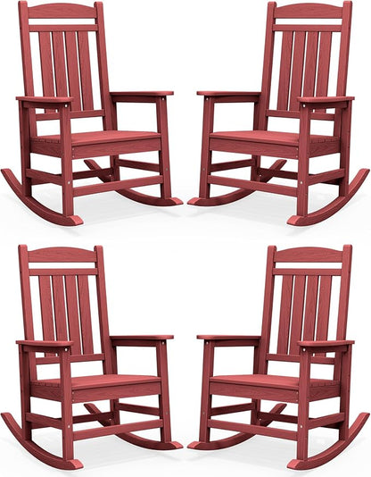 SERWALL Outdoor Rocking Chair Set of 4, Oversized Patio Rocking Chair, Porch by SERWALL