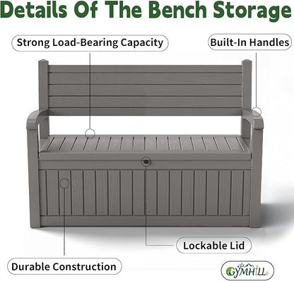 80 Gallon Outdoor Storage Bench, Waterproof Resin Deck Box - Image 4