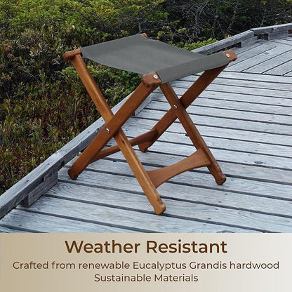 BYER OF MAINE Pangean Folding Stool – Canvas Camp & Wood Camp Stool for Portable & Outdoor Seating in Granite