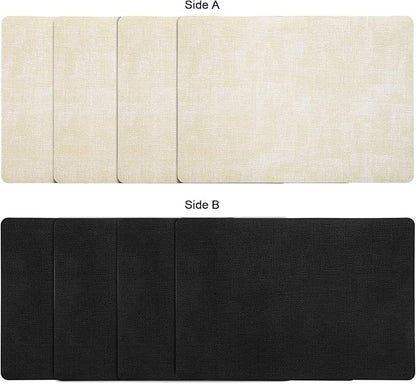 Myir JUN Placemats Set of 8, Dual Sided Faux Leather Placemats Place Mats Set of 8 Indoor for Dining Table Non-Slip Washable Heat Resistant Outdoor Table Mats (Set of 8, Black Cream)