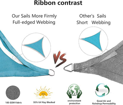 Tronssien Rectangle 12'x16' Sun Shade Sail, 95% UV Blockage Canopy Awning - Image 5
