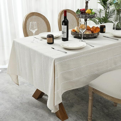 Chassic 54 x 72 inches Farmhouse Style Linen tablecloths, Wrinkle Resistant Washable Dining Room Table Cloths for Small Rectangle Tables - Beige