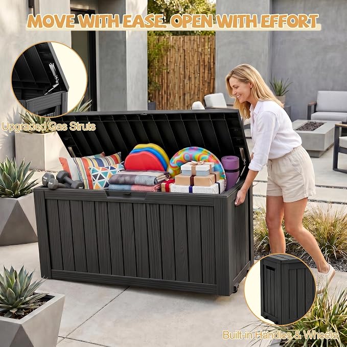 EFU Outdoor Storage Box Waterproof, 130 Gal Gen 2 Resin Deck Box - Image 3