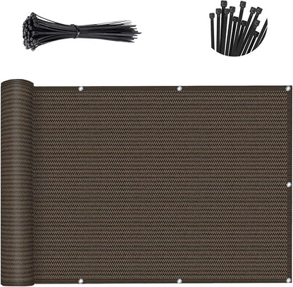 SUNNY GUARD Customized 3.3'x30' Brown Balcony Privacy Screen,90% Shade Apartments Fence Cover,Heavy Duty Mesh Windscreen for Deck,Outdoor,Backyard,Patio