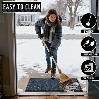 Yimobra Large Door Mat 47x24, All-Weather Waterproof Outdoor Mats for Front Door, Non Slip Rubber Doormat for Patio Proch Outside Entryway Indoor, Blue
