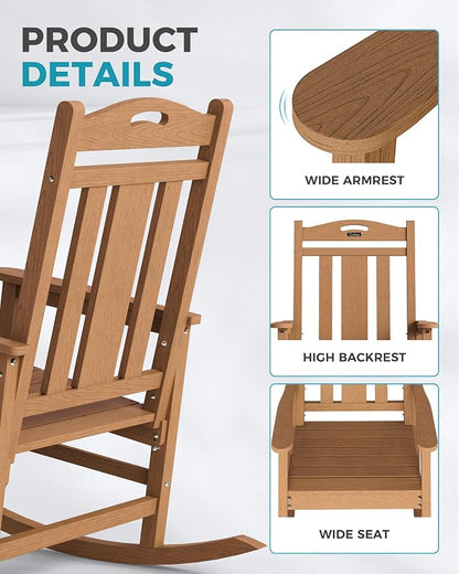 Oversized Outdoor Rocking Chairs Set of 8, 380lbs Heavy-Duty Large Patio Rocker - Image 6