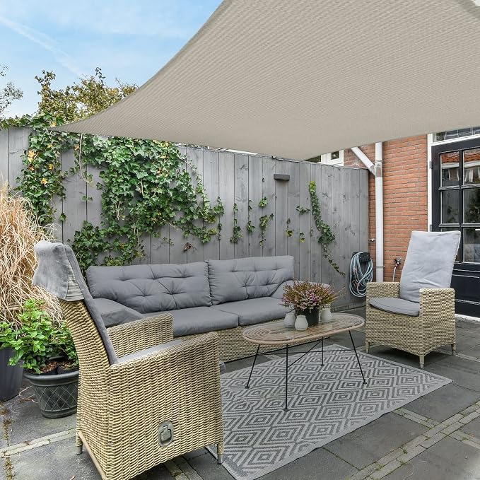 AsterOutdoor Sun Shade Sail Rectangle 16' x 16' UV Block Canopy - Image 8