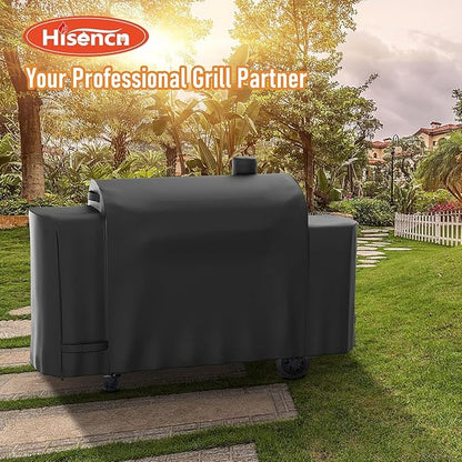 Hisencn Grill Cover for Pit Boss Pro Series Triple-Function Combo Grill PB1100PSC2, PB1100PSC1, Heavy-Duty Pellet Grill Smoker Cover for Pit Boss Sportman 1230 Pellet/Gas Combo Grill, Black, PB 67364
