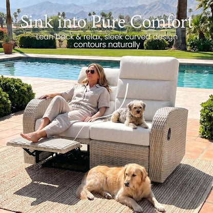 Oversized Wicker Outdoor Recliner Lovseat - Image 5