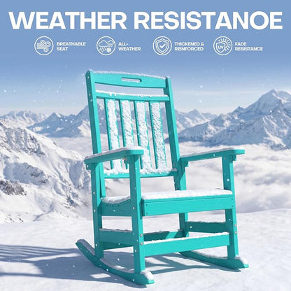 Oversized HDPE Outdoor Rocking Chair Set of 4, All-Weather, Aruba | Heavy Duty - Image 4