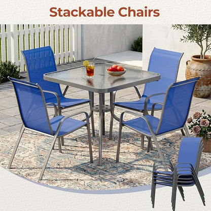 TLSUNNY Patio Chair, Outdoor Stackable Textilene Chairs Set of 6, - Image 7